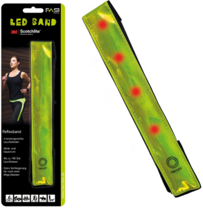 FASI LED Band Leucht-Reflexband gelb inkl. CR-2032 Batterie 