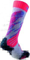 UYN Junior Ski Socks light grey / coral fluo 24-26